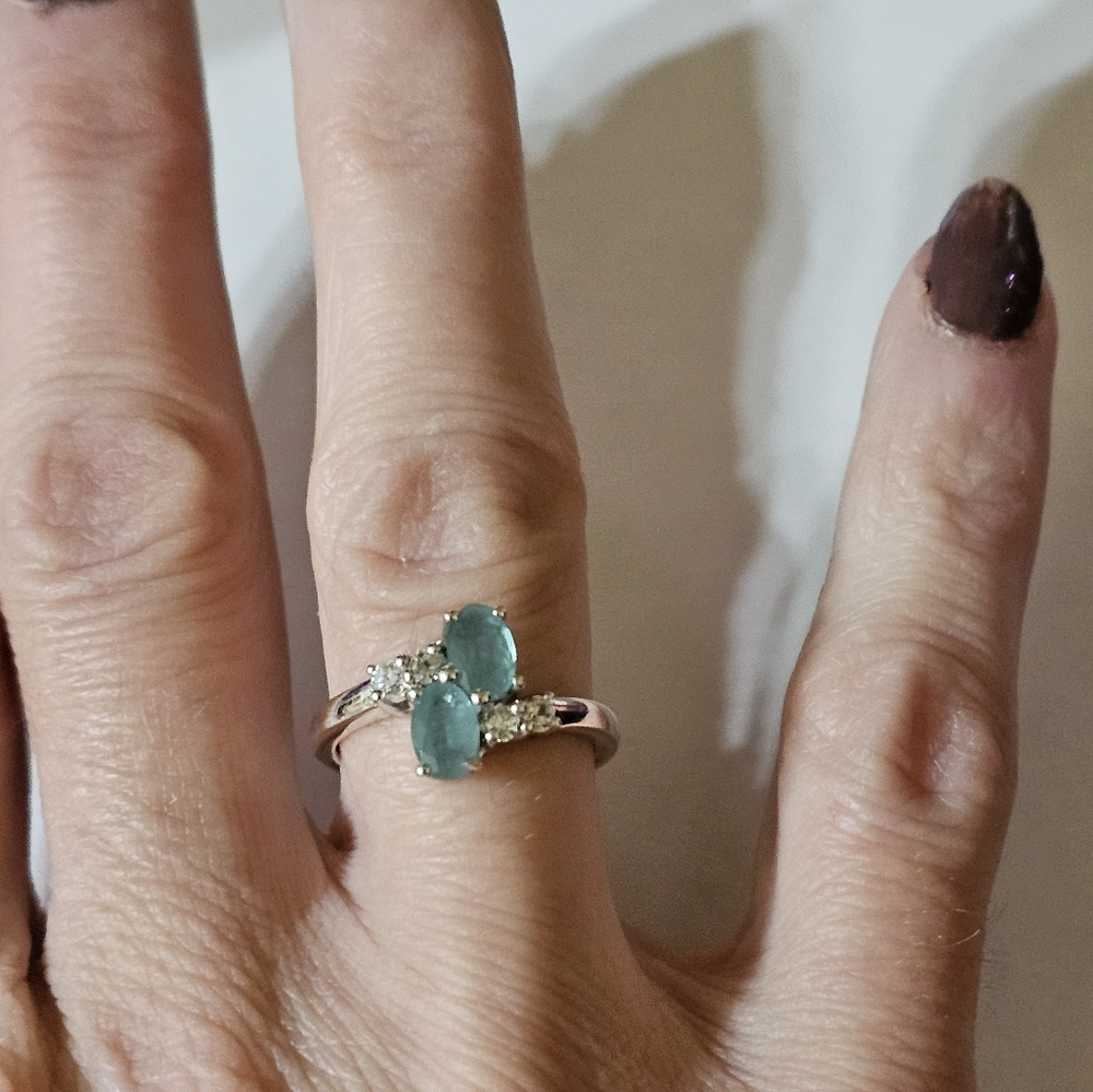 Genuine Grandidierite and Zircon ๐ Platinum over Sterling Silver Sz 6! - Picture 4 of 6